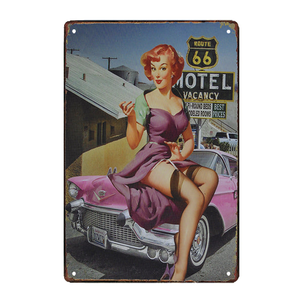 plaque-metal-pin-up-et-voiture-usa plaque métal pin up et voiture usa