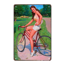 plaque métal pin up vélo