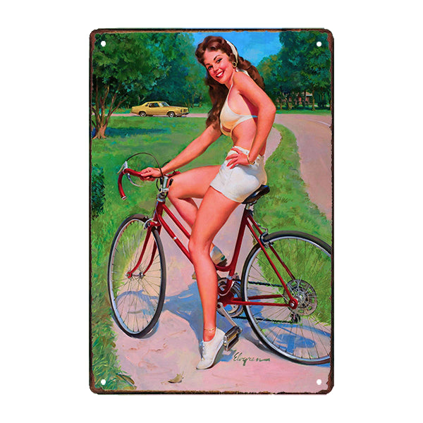 metal pin up bike plaque metal pin up bike plaque