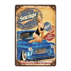plaque métal pinup auto