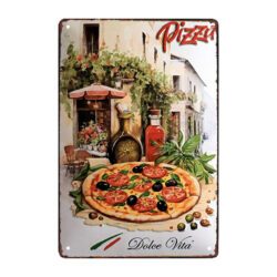 plaque métal pizza