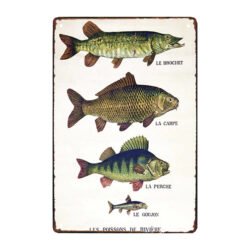 plaque métal poissons de rivière