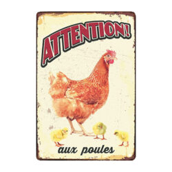 plaque métal poule