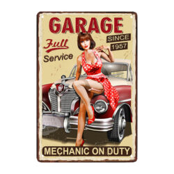 plaque métal pub ancienne pinup