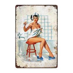 plaque métal publicitaire sexy salle de bain