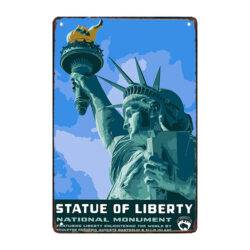 plaque métal publicitaire usa statue de la liberté