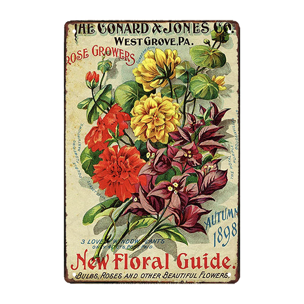 retro flowers metal plate retro flowers metal plate