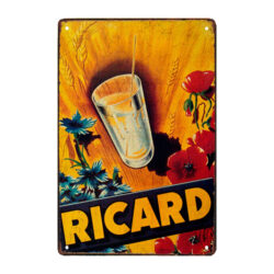 plaque métal ricard verre