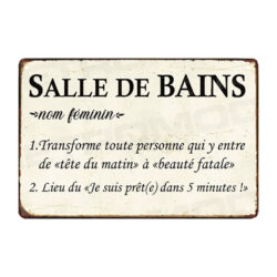 plaque métal salle de bain