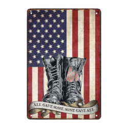 plaque métal soldat us drapeau